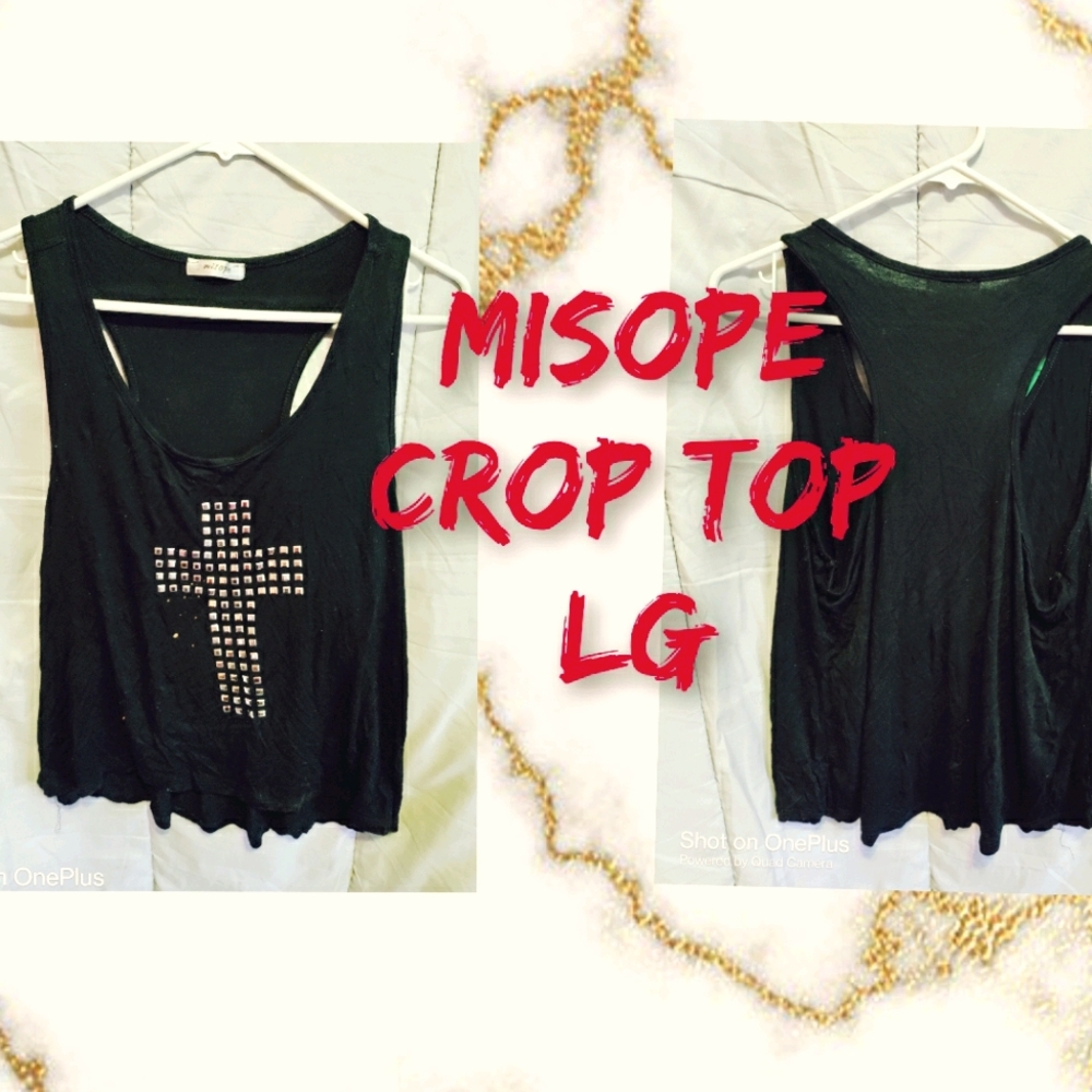 Crop top studded black shirt